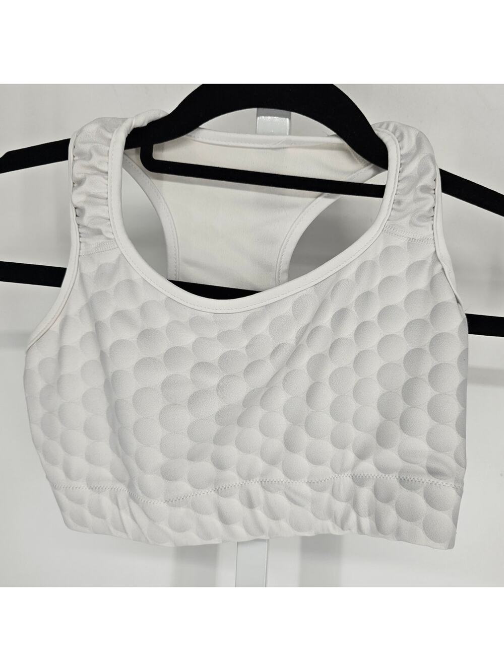 Gear Bunch Womens Sz XS Racerback Sports Bra White Dot Print Medium Impact